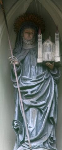 Statue of Saint Erentrudis Date Unknown Artist Unknown Portal of The Nonnberg Abbey Salzburg Austria Photographed On 7 May 2007 Photographer Unknown
