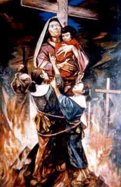 Painting of The Martyred Hashimoto Family Date And Artist Unknown