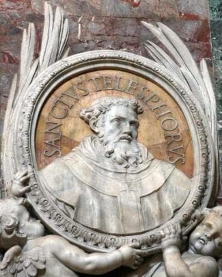 Detail of A BasRelief Medallion Portrait of Pope Saint Telesphorus Date And Artist Unknown Saint PeterS Basilica Rome Italy
