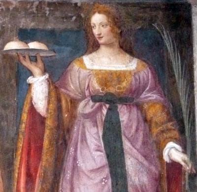 Detail of A Fresco of Santa Agatha of Sicily By Luini 16Th Century Church of San Maurizio In Milano Italy Photographed On 12 July 2008 By Warburg