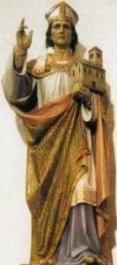 Detail of An Antique Italian Holy Card of Saint Albinus of Brixen Featuring A Photograph of A Statue of Saint Albinus Date Unknown Photographer Unknown Sculptor Unknown