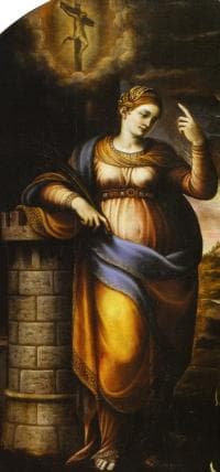 Detail of A Painting of Saint Barbara By Lattanzio Gambara Date Unknown Photographed By Robybs89