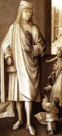 Detail of A Painting of Saint Bavo of Ghent Hieronymous Bosch Right Outer Wing of The Last Judgement Triptych Grisaille On Panel Akademie Der Bildenden Künste Vienna Austria Latter 15Th Century