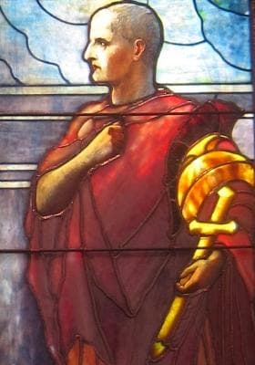 Detail of A Stained Glass Window of Saint Cornelius The Centurion By Tiffany Studios C1910 Pennsylvania Academy of The Fine Arts Photographed In 2012 By Wmpearl