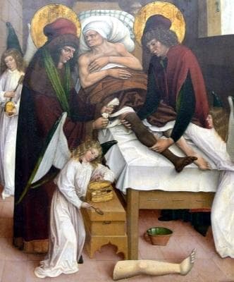Detail From The Painting of Saint Cosmas And Saint Damian Transplanting A Leg With The Help of Angels Württembergisches Landesmuseum Stuttgart Germany Photographed By Andreas Praefcke In 2006