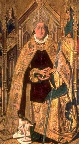 Detail From Saint Dominic of Silos Enthroned As Abbot By Bartolomé Bermejo Worked 1474 To 1495 Currently In The Museo Del Prado Madrid Spain