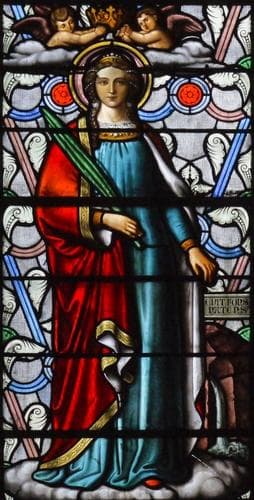 Detail of A Stained Glass Window of Saint Estelle of Saintes Basilica of Saint Eutropius of Saintes Saintes France Date And Artist Unknown Photographed On 2 August 2011 By Xauxa Håkan Svensson