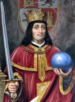 Detail of A Portrait of Saint Ferdinand III of Castille C1893 By Jose Maria Rodriguez De Losada Ayntamiento De Leon Spain