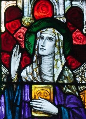 Detail of A Stained Glass Window of Saint Íde of Killeedy East Window Or The North Transept Church of Our Lady And Saint Kieran Ballylooby County Tipperary Ireland Artist Unknown Date Unknown Photographed On 8 September 2012 By Andreas F Borchert