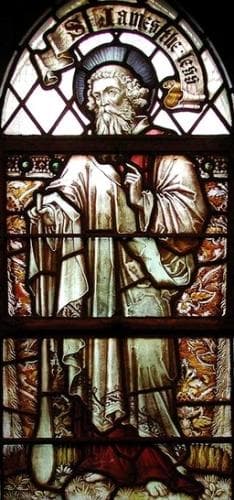 Detail of A Stained Glass Window of Saint James The Lesser 1901 Artist Unknown Saint MarkS Church Lymington Avenue London England Photographed On 15 July 2001 By John Salmon