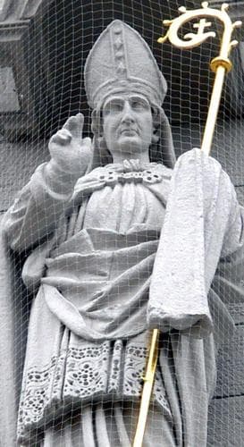 Detail of A Statue of Saint Kilian 1890 By Josef Metzger Facade of Knights Chapel Haßfurt Lower Franconia Germany Photographed On 30 August 2012 By Wolfgang Sauber