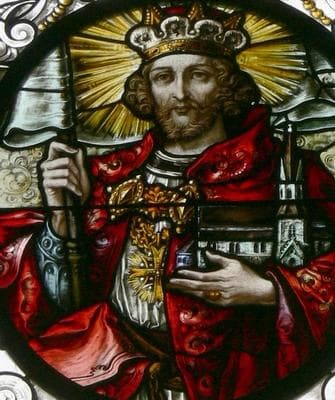 Detail of A Stained Glass Window of Saint Leopold III of Austria By Tiroler Glasmalereianstalt 1908 Saint Jodok Catholic Church Bezau Vorarlberg Austria Photographed On 27 May 2012 By Wolfgang Sauber