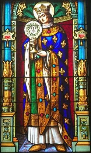 Detail of A Stained Glass Window of Saint Louis XI Date And Artist Unknown Saint EdwardS Hall Chapel University of Notre Dame South Bend Indiana Photographed On 5 April 2016 By Eccekevin