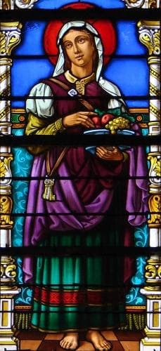 Detail of A Stained Glass Window of Saint Martha of Bethany Date And Artist Unknown SaintMichel Abbey Church SaintMihiel France Photographed On 30 November 2008 By Vassil