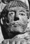 Detail of A Photograph of A Pillar Capital In The Benedictine Priory of StNectaire Shows Saint Nectarius Being Raised On Judgment Day By Saint Peter The Apostle