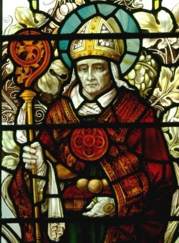 Detail of A Stained Glass Window of Saint Nicholas of Bari By James Powell And Sons 1904 Chapel of Saint Nicholas Cathedral of Saint David Wales Photographed On 21 July 2011 By Wolfgang Sauber