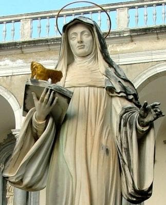 Detail of A Statue of Saint Scholastica At The Monastery of Montecassino Italy