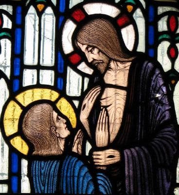 Stained Glass Window of Saint Thomas The Apostle Date And Artist Unknown North Wall Saint Birinus Church Dorchester England