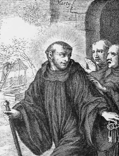 Illustration of Saint Tillo Abbot And Hermit From The Book Saints of The Order of Saint Benedict Designed By Father Amandus Liebhaber