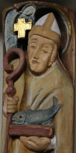 Detail of A BasRelief of Saint Ulric of Augsburg By Bernardine Weber 1982 Church of Saint Margaretha In Reichertshofen Germany Photographed On 22 June 2016 By Klaus Schönitzer