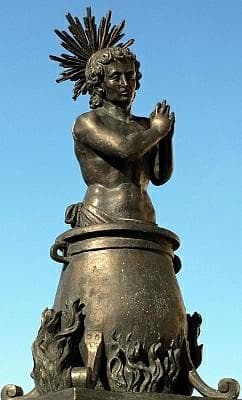 Statue of Saint Vitus Being Boiled In Oil In Front of The Church of Iffeldorf